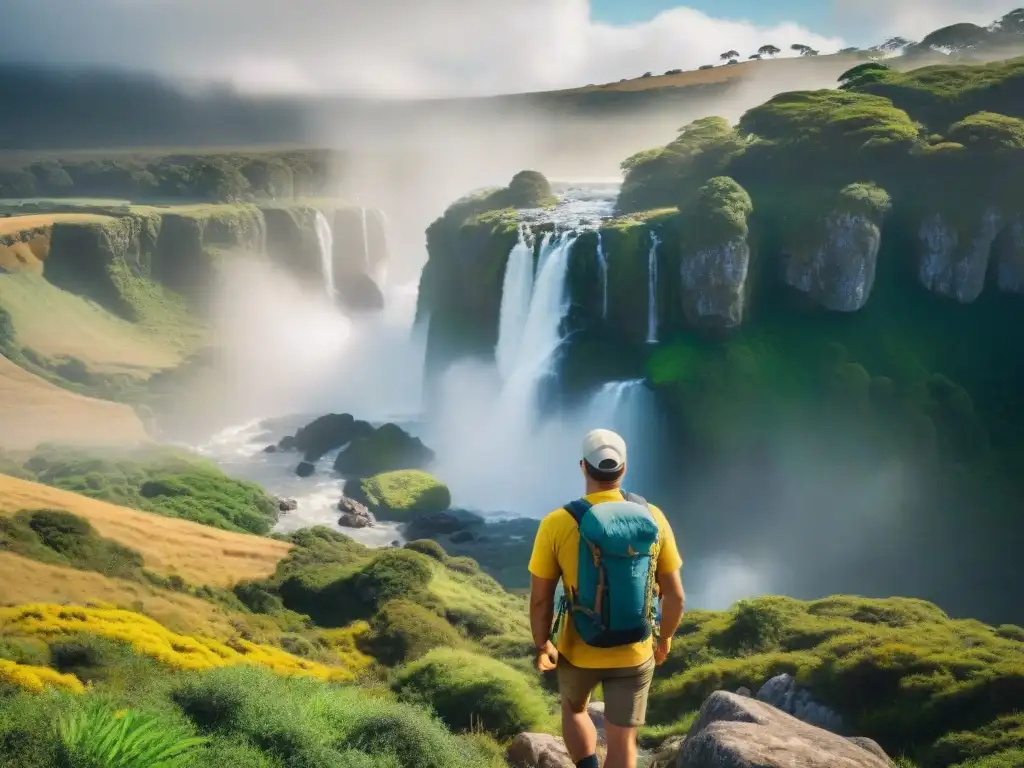 Exploradores en Uruguay: Aventura entre paisajes naturales Un grupo de viajeros aventureros explorando los paisajes exuberantes de Uruguay