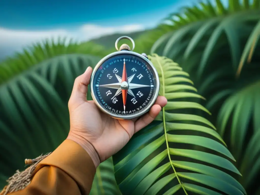 Artesanía ancestral: el navegante uruguayo forja brújula en la naturaleza Un hábil navegante uruguayo usando técnicas ancestrales de orientación en el camping