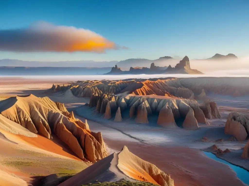 Valle de la Luna en Uruguay: paisaje asombroso en 8k Impresionante paisaje del Valle de la Luna en Uruguay, con formaciones rocosas, acantilados y vegetación desértica