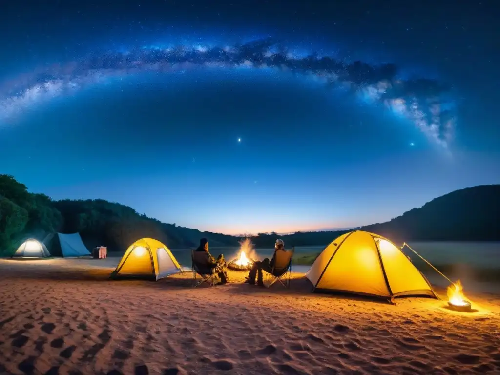 Noche estrellada en campamento en Uruguay Increíble campamento bajo las estrellas en Uruguay