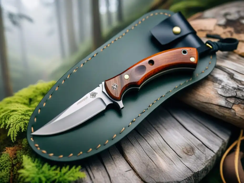 Navaja bushcraft de madera y filo resistente: detallada y versátil Kit básico para bushcraft en mochila de camping: navaja multifuncional con mango de madera y hoja detallada