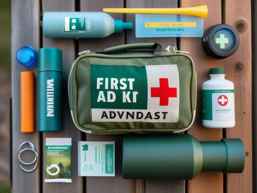 Kit de primeros auxilios completo para aventuras al aire libre en Uruguay Un kit de primeros auxilios para camping en Uruguay, organizado y listo para emergencias al aire libre