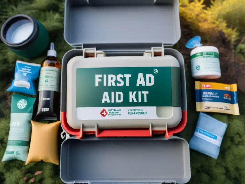 Kit de primeros auxilios resistente para acampar en Uruguay: organización meticulosa y esencial Un kit de primeros auxilios para camping en Uruguay, organizado y completo, listo para cualquier emergencia al aire libre