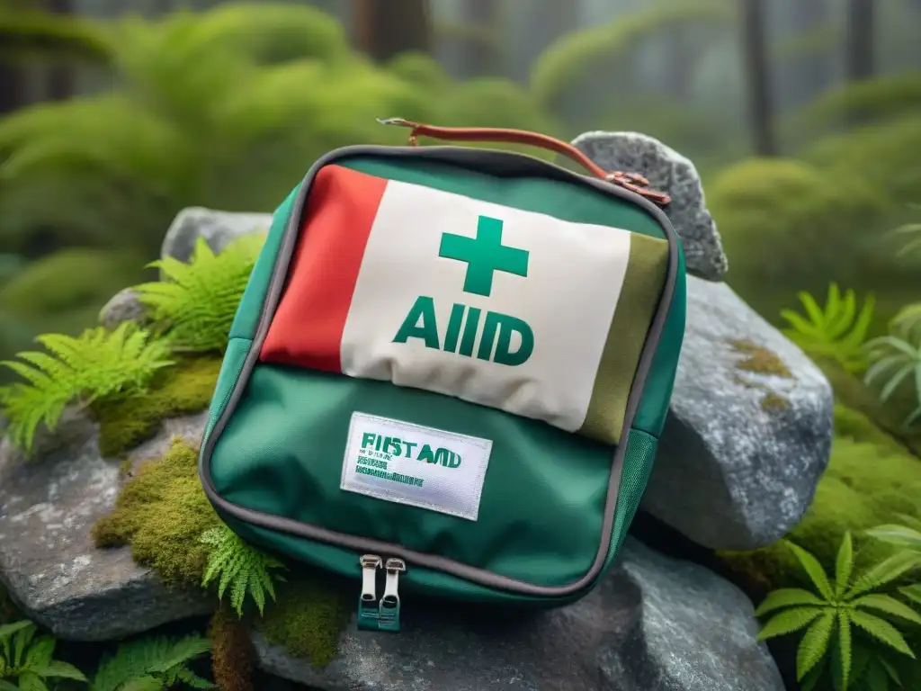 Kit de primeros auxilios en la naturaleza de Uruguay Kit de primeros auxilios organizado en la naturaleza exuberante de Uruguay