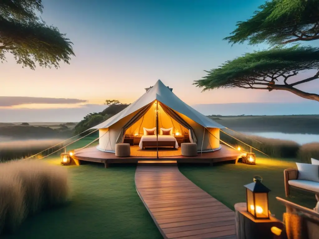 Glamping de lujo en Uruguay: Sunset en la naturaleza Un lujoso glamping en Uruguay con servicios y comodidades exclusivas en un atardecer idílico