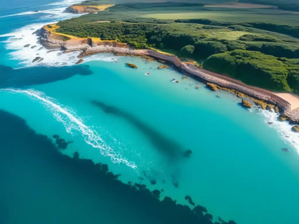 Punta Ballena: vista aérea impresionante de Uruguay Los majestuosos acantilados de Punta Ballena en Uruguay, uno de los mejores spots para drones