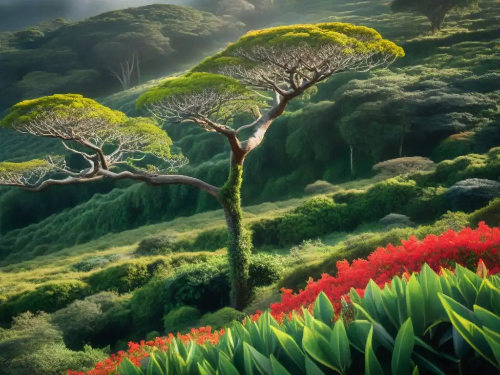 Ceibo en flor: belleza natural de Uruguay Fotografía de naturaleza en Uruguay: Detalles vibrantes de un árbol Ceibo en un bosque exuberante