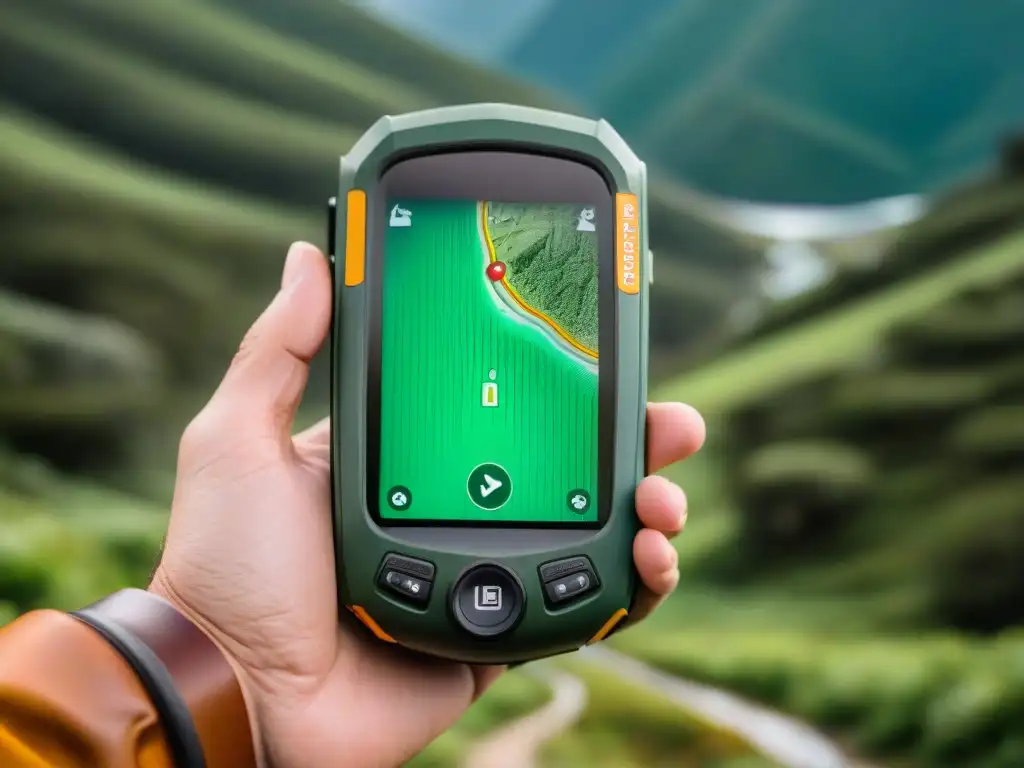 Exploración salvaje: GPS topográfico en Uruguay Explora la naturaleza de Uruguay con uno de los mejores GPS para camping en Uruguay, mostrado en una imagen documental de alta resolución