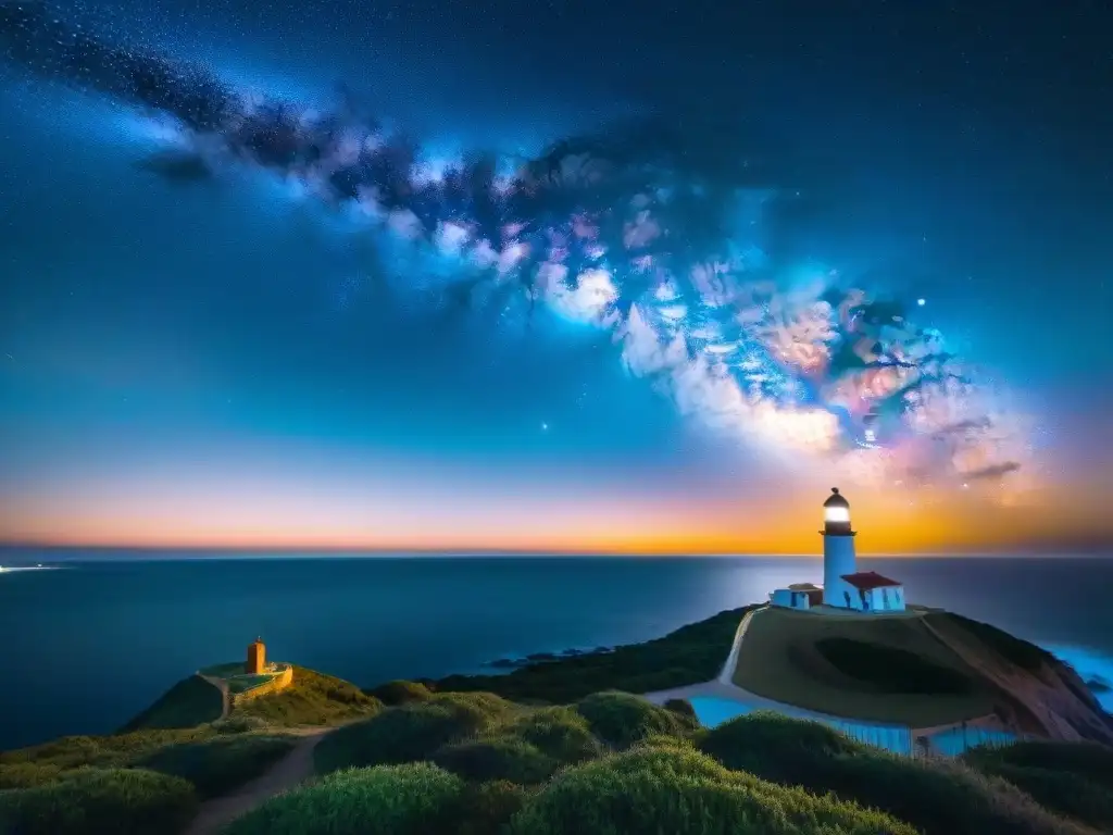 Espectacular vista nocturna de la Vía Láctea sobre Punta del Este Noche estrellada sobre Punta del Este, Uruguay, con la Vía Láctea brillando