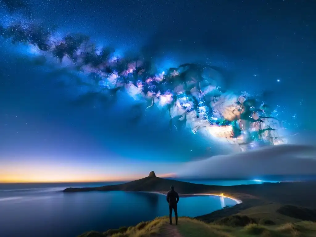 Espectacular vista de la Vía Láctea sobre la costa uruguaya Fotografía nocturna en Uruguay: La Vía Láctea ilumina la costa uruguaya en una escena mágica y cautivadora