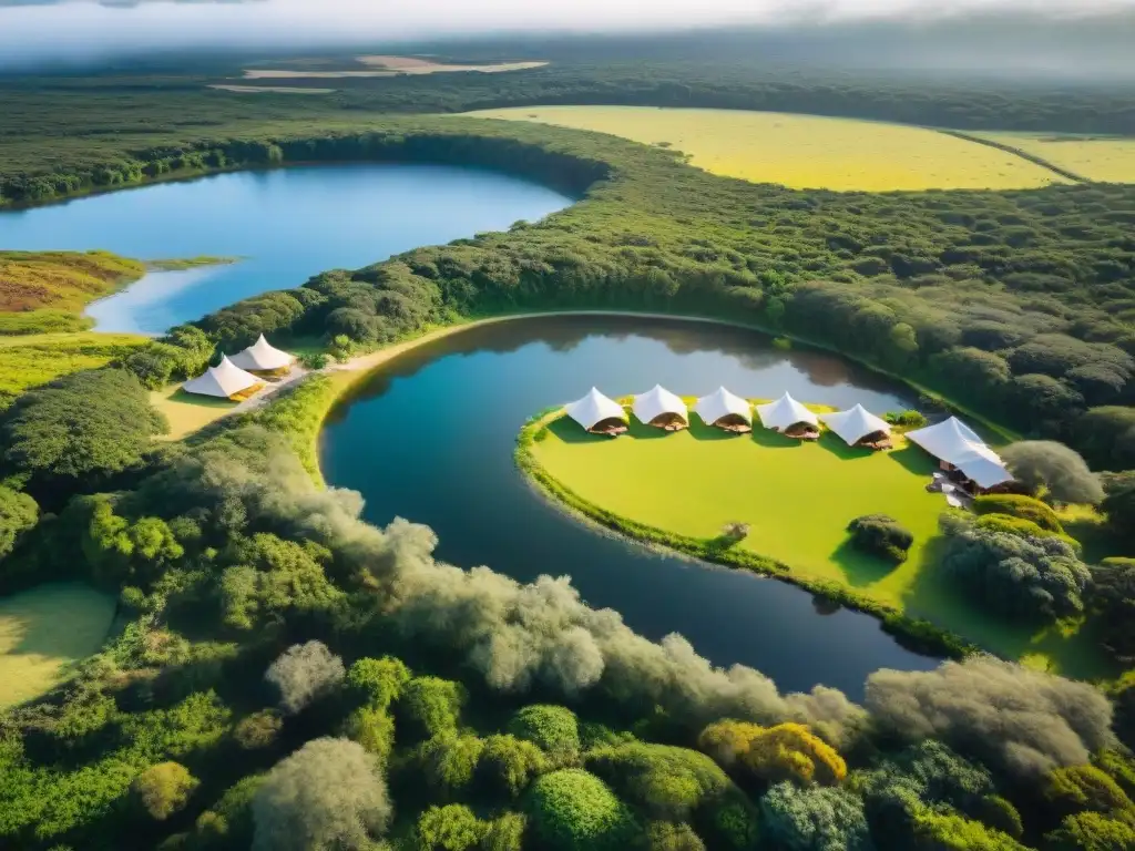 Glamping sostenible en Uruguay: lujo entre naturaleza Un oasis eco-friendly en Uruguay: glamping ecológico entre la exuberante naturaleza, con paneles solares y actividades sostenibles