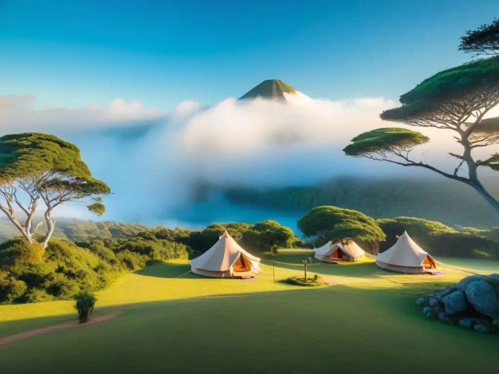 Glamping de lujo en Uruguay: oasis natural en altura Un oasis de glamping de lujo en Uruguay: tiendas elegantes entre la exuberante naturaleza con áreas al aire libre privadas