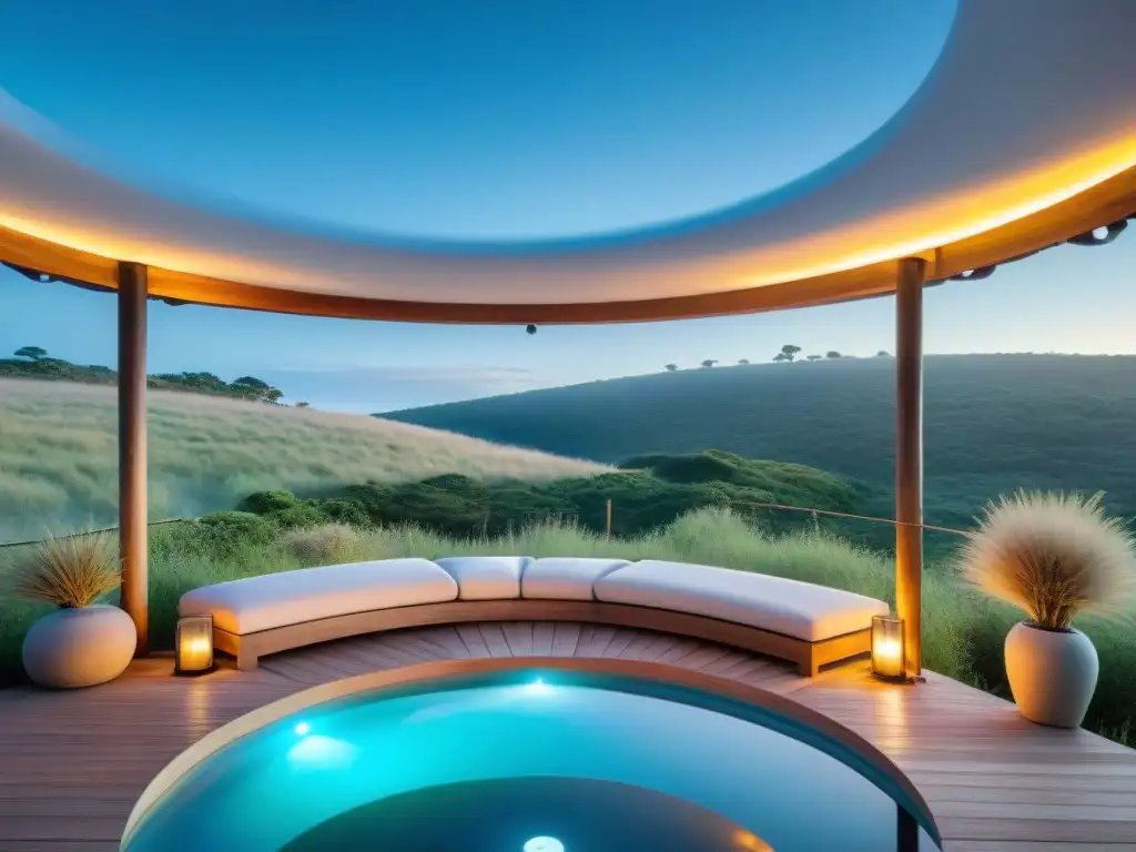 Spa portátil de lujo en glamping uruguayo: oasis de relajación Un oasis de lujo y tranquilidad en un glamping en Uruguay con los mejores spas portátiles