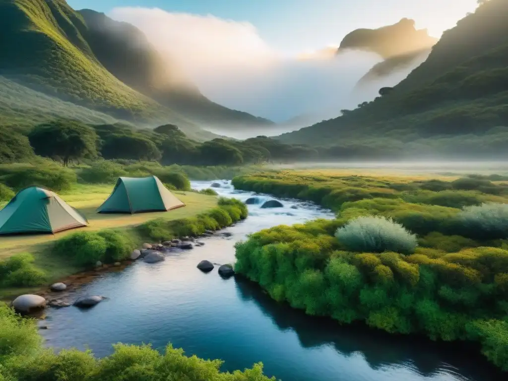 Campamento eco-friendly con sistema de purificación de agua integrado en Uruguay Un oasis tecnológico en un camping en Uruguay, integrando sistemas purificación agua