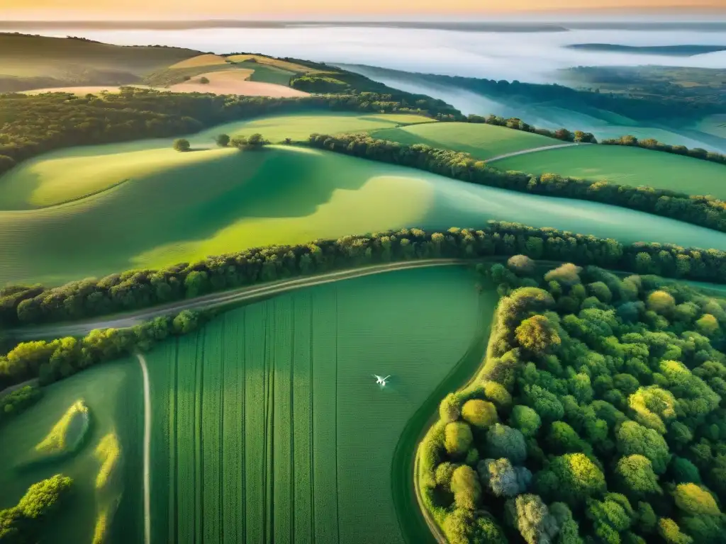 Paisajes de Uruguay: Belleza natural desde las alturas Un paisaje impresionante de Uruguay capturado al atardecer por un dron