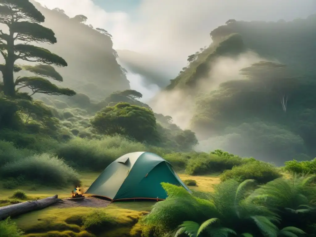 Camper perdido en la selva de Uruguay: señales de esperanza Camper perdido en la selva de Uruguay, señalizando ayuda con tela brillante