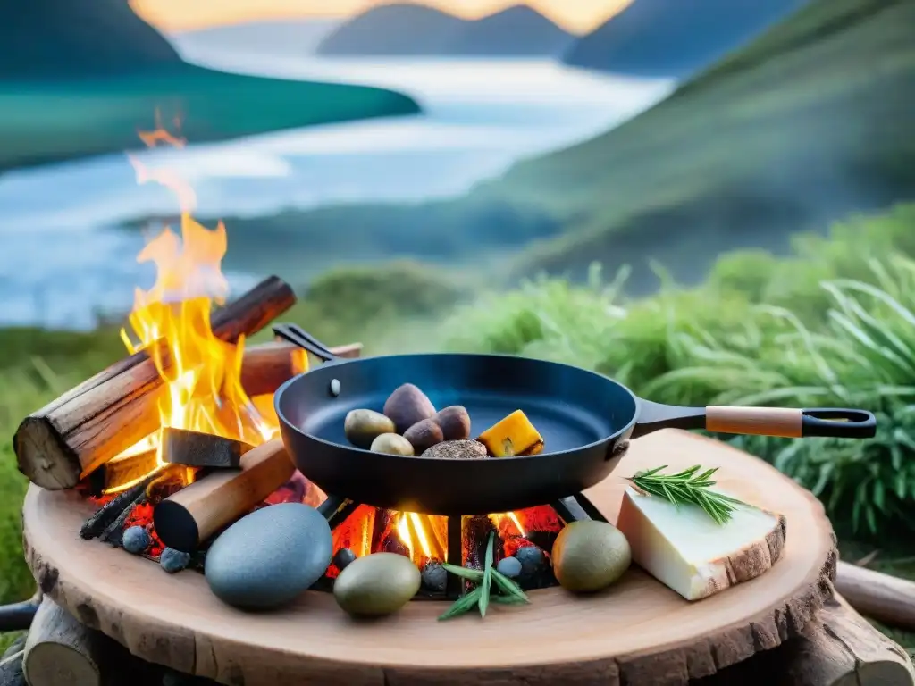 Escena de cocina al aire libre en la belleza natural de Uruguay Recetas fáciles camping Uruguay: Cocina al aire libre en la hermosa naturaleza uruguaya