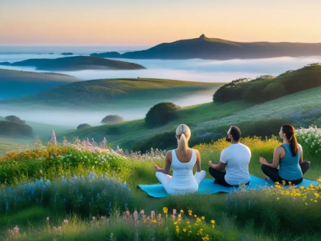 Retiro de Yoga en Uruguay: Serenidad y Conexión Natural Retiros de yoga y meditación en Uruguay: Personas meditando en la naturaleza, conectando con la serenidad del paisaje