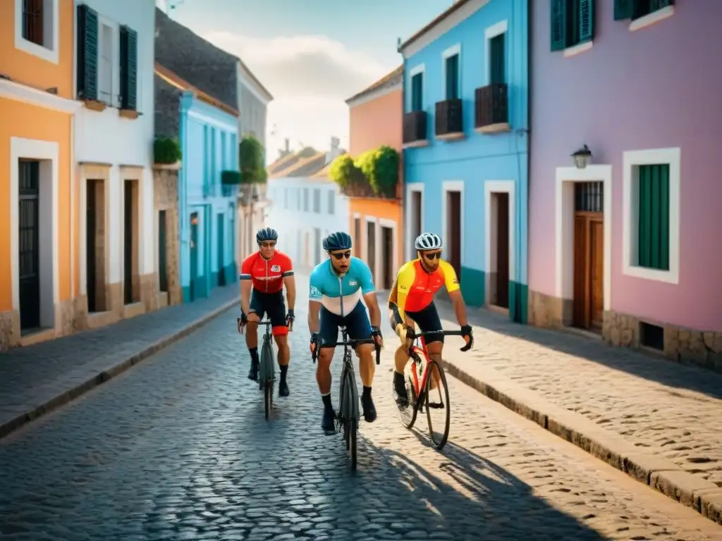 Explorando Colonia del Sacramento en bicicleta: fusión histórica y moderna Explorando las rutas ciclísticas en Uruguay Patrimonio: ciclistas recorriendo las calles de Colonia del Sacramento