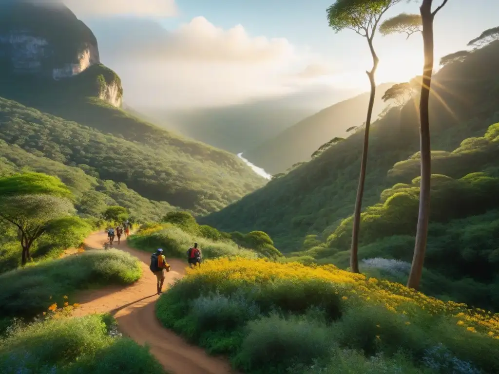 Explorando la biodiversidad del Parque Nacional Santa Teresa Un sendero iluminado por los rayos dorados del sol en Parque Nacional Santa Teresa Uruguay