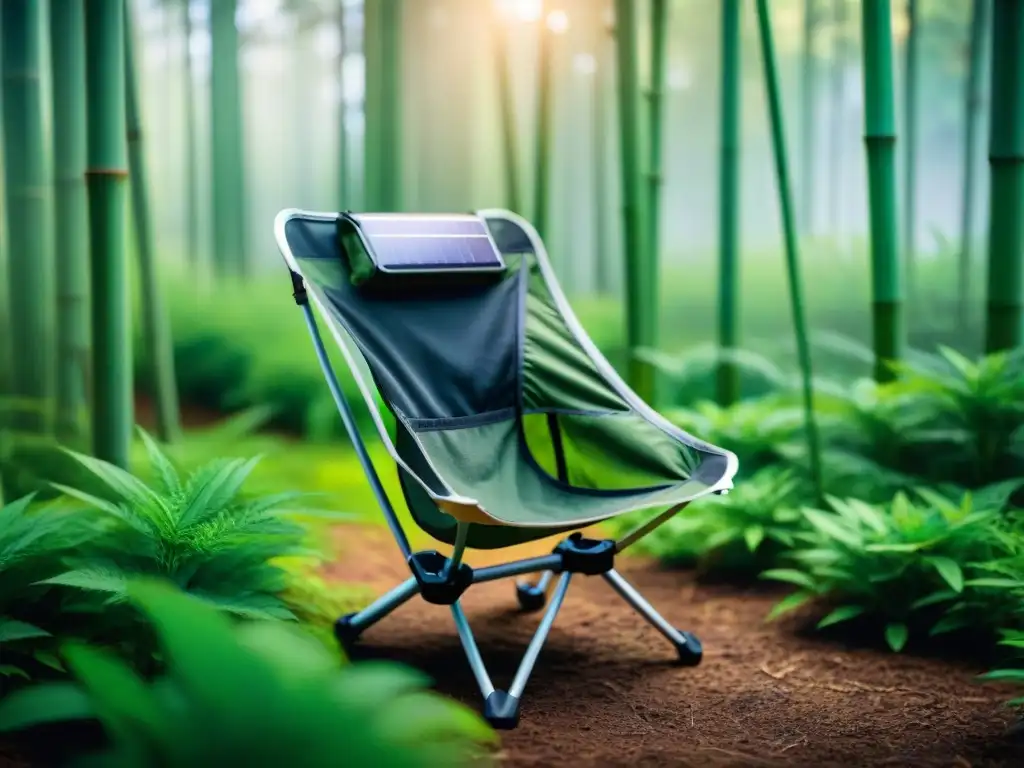 Silla de camping futurista con diseño innovador y cómodo en el bosque