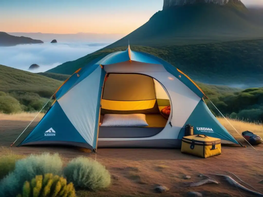 Tienda de lujo en paisajes de Uruguay: experiencia de camping exclusiva Tienda de campaña de alta gama en Uruguay, integrada con elegancia en el exuberante paisaje natural