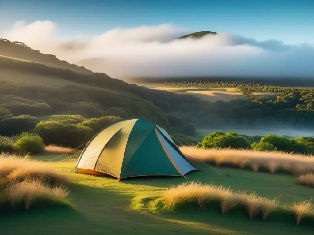 Tienda de campaña de lujo en Uruguay Tienda de campaña de alta gama en Uruguay, elegante y moderna en medio de la exuberante naturaleza