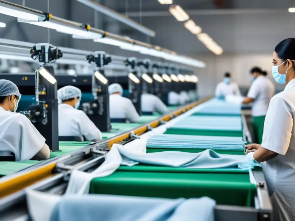 Producción sostenible en Uruguay: fusión de tecnología y moda eco Trabajadores en fábrica de ropa técnica sostenible en Uruguay fusionan tecnología y sustentabilidad