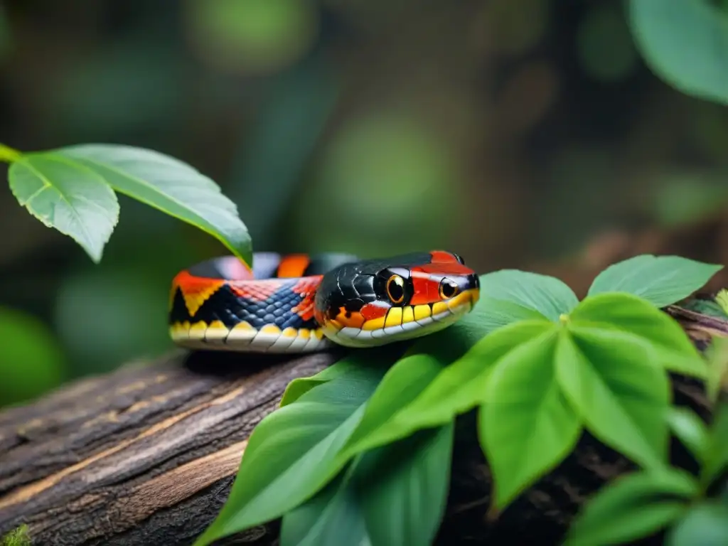Encuentro mortal: Coral Snake en la selva uruguaya Venenosa serpiente coral en la exuberante selva uruguaya