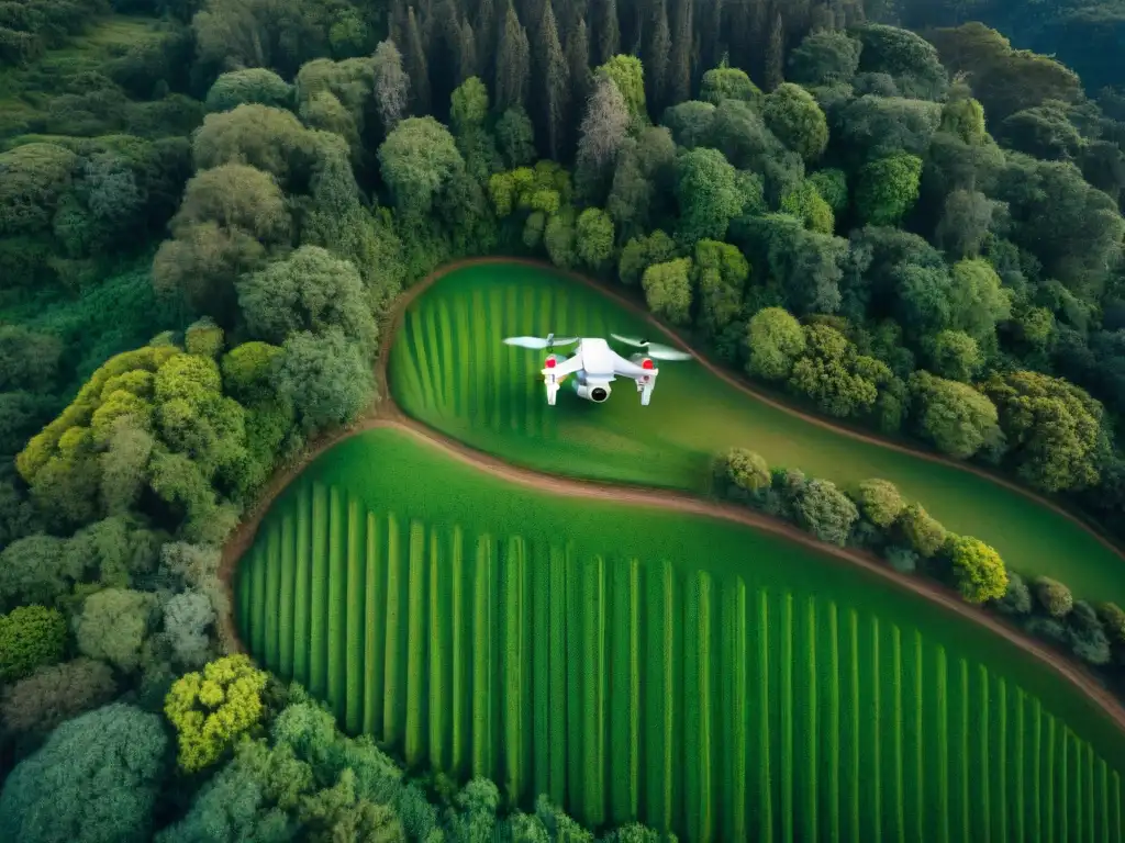 Drone captura la belleza natural de Uruguay Vista aérea de un drone sobre selva uruguaya, resaltando configuraciones cámara para drones en Uruguay